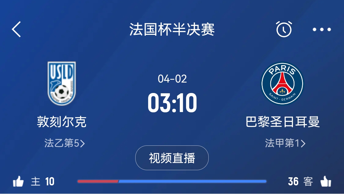 繼續(xù)大撤退？法國杯半決賽敦刻爾克挑戰(zhàn)巴黎，此前連續(xù)逆轉(zhuǎn)法甲隊(duì)